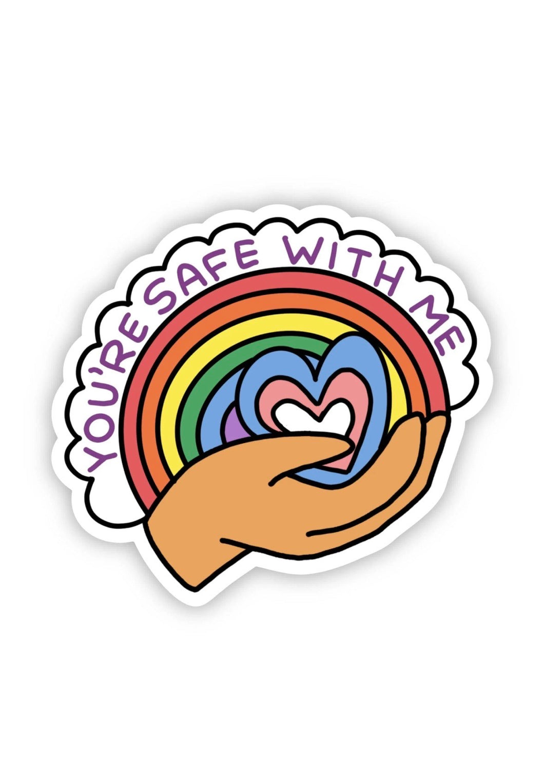 You're Safe with Me Pride Fan Sticker – Say Hello Threads