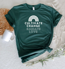 Load image into Gallery viewer, Cultivate Change, Radiate Love – Unisex Bella + Canvas T-Shirt
