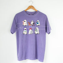 Load image into Gallery viewer, Inclusive Ghosts shirt by Say Hello Threads, featuring diverse ghost characters in a colorful print celebrating disability awareness and inclusion.

