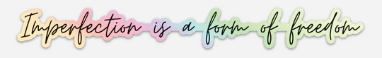 Imperfection holographic sticker by Say Hello Threads, celebrating uniqueness and authenticity.

