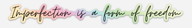 Imperfection holographic sticker by Say Hello Threads, celebrating uniqueness and authenticity.
