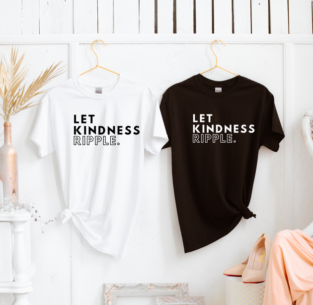 "Let Kindness Ripple" unisex t-shirt by Say Hello Threads, spreading positivity and compassion.