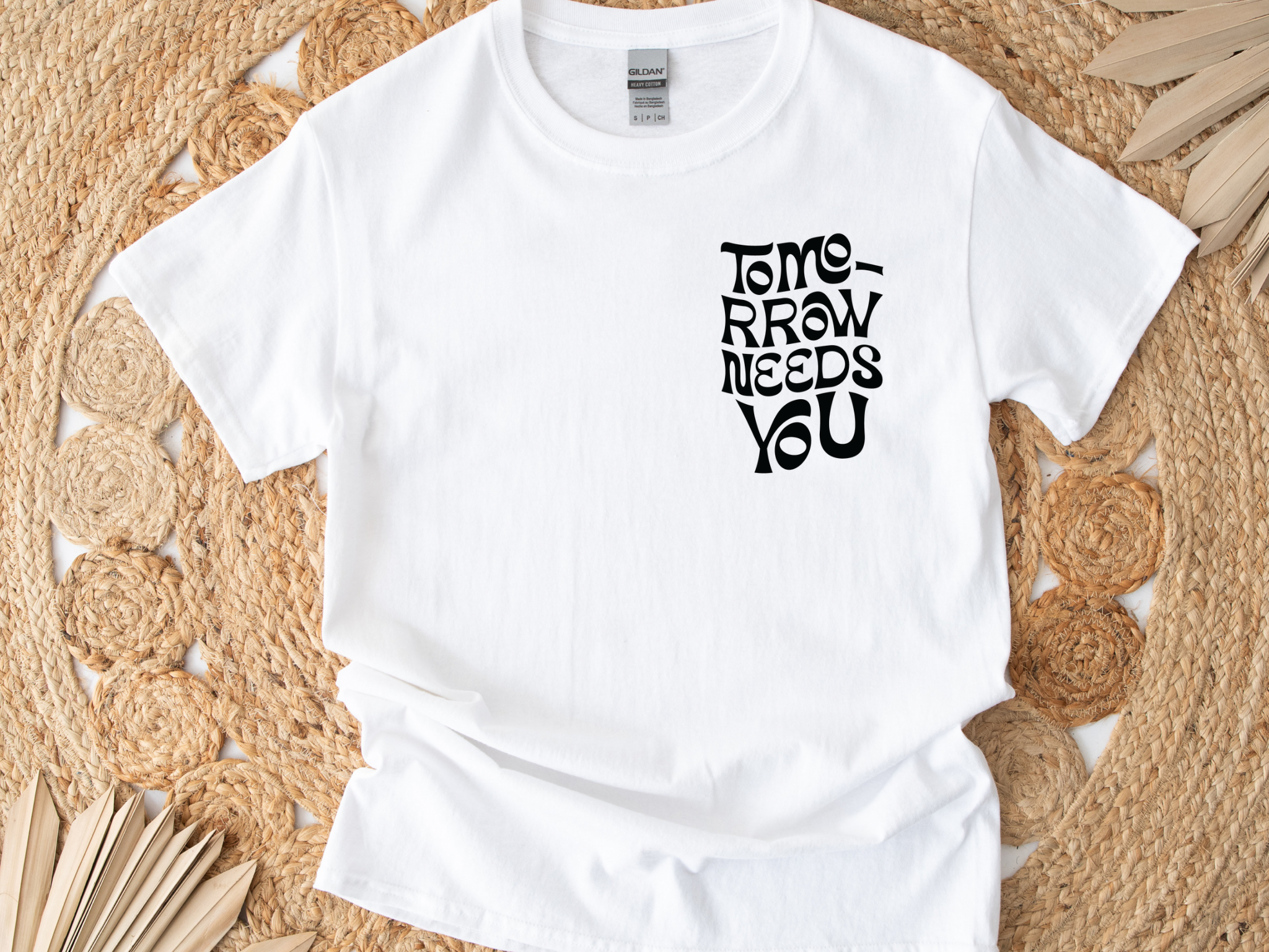 "Tomorrow Needs You" unisex t-shirt by Say Hello Threads, offering a hopeful and motivational message. 988, suicide 